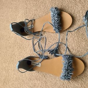 Steve madden light blue tie up sandals